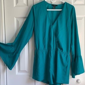 Teal Long Sleeve Romper